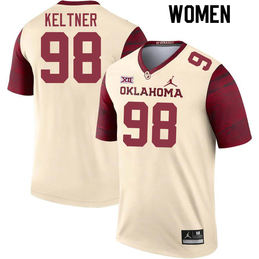 Women #98 Tyler Keltner Oklahoma Sooners College Football Jerseys Stitched-Cream